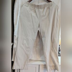 Woman Within Straight Leg Elastic Waist Pants - Khaki